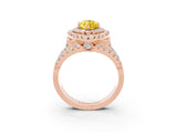 Rose gold Double Halo Marquise Cut Diamond Split Shank Pave Set Ring_3