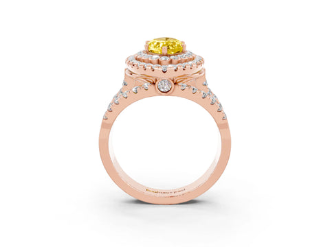 Rose gold Double Halo Marquise Cut Diamond Split Shank Pave Set Ring_3
