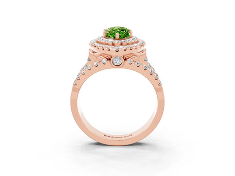 Rose gold Double Halo Marquise Cut Diamond Split Shank Pave Set Ring_3