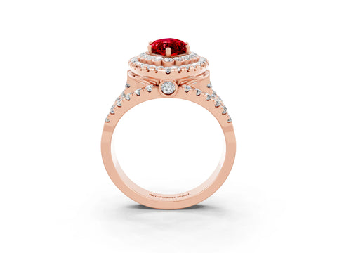 Rose gold Double Halo Marquise Cut Diamond Split Shank Pave Set Ring_3