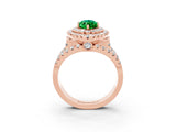 Rose gold Double Halo Marquise Cut Diamond Split Shank Pave Set Ring_3