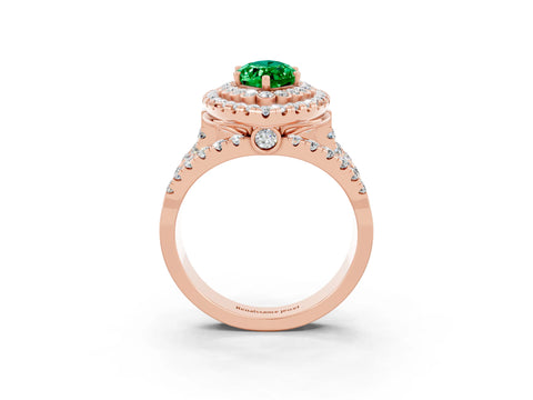 Rose gold Double Halo Marquise Cut Diamond Split Shank Pave Set Ring_3