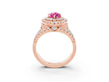 Rose gold Double Halo Marquise Cut Diamond Split Shank Pave Set Ring_3
