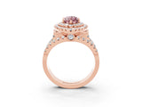 Rose gold Double Halo Marquise Cut Diamond Split Shank Pave Set Ring_3