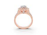 Rose gold Double Halo Marquise Cut Diamond Split Shank Pave Set Ring_3
