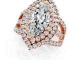 Rose gold Double Halo Marquise Cut Diamond Split Shank Pave Set Ring_4