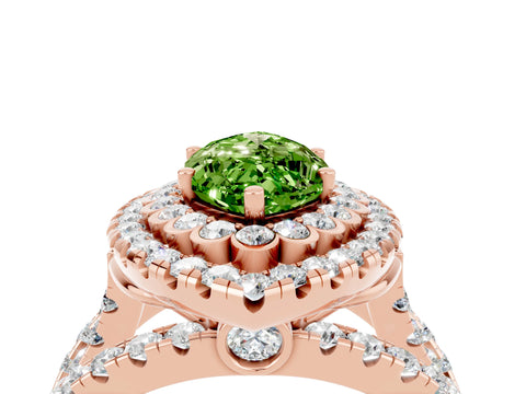 Rose gold Double Halo Marquise Cut Diamond Split Shank Pave Set Ring_4