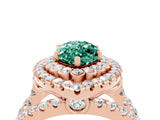 Rose gold Double Halo Marquise Cut Diamond Split Shank Pave Set Ring_4