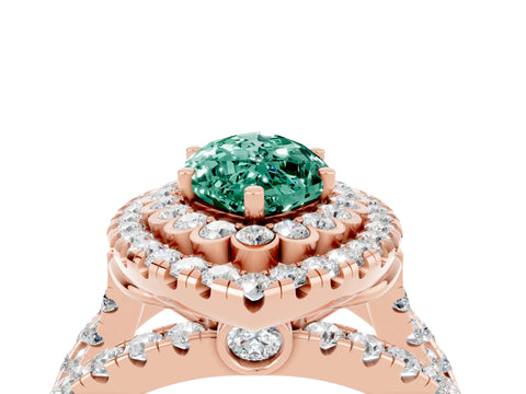 Rose gold Double Halo Marquise Cut Diamond Split Shank Pave Set Ring_4