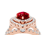 Rose gold Double Halo Marquise Cut Diamond Split Shank Pave Set Ring_4