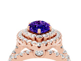 Rose gold Double Halo Marquise Cut Diamond Split Shank Pave Set Ring_4