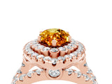 Rose gold Double Halo Marquise Cut Diamond Split Shank Pave Set Ring_4