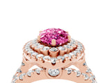 Rose gold Double Halo Marquise Cut Diamond Split Shank Pave Set Ring_4
