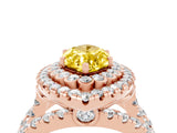 Rose gold Double Halo Marquise Cut Diamond Split Shank Pave Set Ring_4