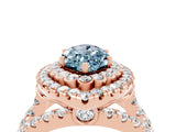 Rose gold Double Halo Marquise Cut Diamond Split Shank Pave Set Ring_4
