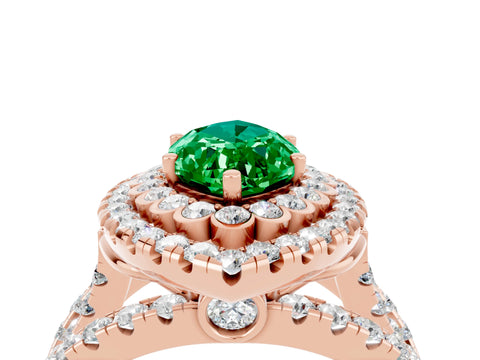 Rose gold Double Halo Marquise Cut Diamond Split Shank Pave Set Ring_4