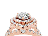Rose gold Double Halo Marquise Cut Diamond Split Shank Pave Set Ring_4