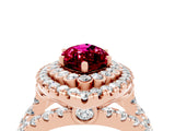 Rose gold Double Halo Marquise Cut Diamond Split Shank Pave Set Ring_4