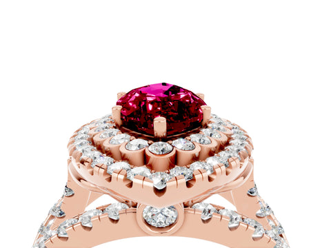 Rose gold Double Halo Marquise Cut Diamond Split Shank Pave Set Ring_4