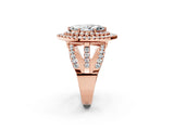 Rose gold Double Halo Marquise Cut Diamond Split Shank Pave Set Ring_5