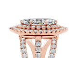 Rose gold Double Halo Marquise Cut Diamond Split Shank Pave Set Ring_5