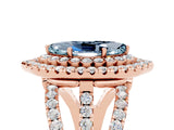 Rose gold Double Halo Marquise Cut Diamond Split Shank Pave Set Ring_5