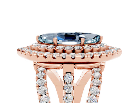 Rose gold Double Halo Marquise Cut Diamond Split Shank Pave Set Ring_5