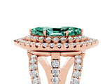 Rose gold Double Halo Marquise Cut Diamond Split Shank Pave Set Ring_5