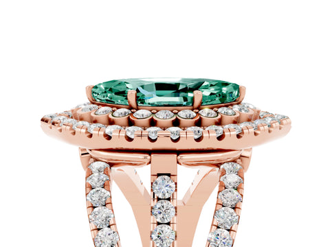 Rose gold Double Halo Marquise Cut Diamond Split Shank Pave Set Ring_5