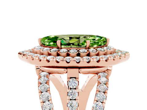Rose gold Double Halo Marquise Cut Diamond Split Shank Pave Set Ring_5