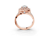 Rose gold Double Halo Marquise Cut Diamond Split Shank Pave Set Ring_6