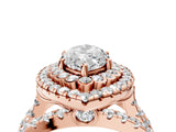 Rose gold Double Halo Marquise Cut Diamond Split Shank Pave Set Ring_7