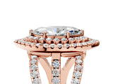 Rose gold Double Halo Marquise Cut Diamond Split Shank Pave Set Ring_8