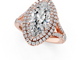 Rose gold Double Halo Marquise Cut Diamond Split Shank Ring with Four Prong Setting_33