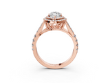 Rose gold Double Halo Marquise Cut Diamond Split Shank Ring with Four Prong Setting_35