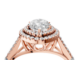 Rose gold Double Halo Marquise Cut Diamond Split Shank Ring with Four Prong Setting_36