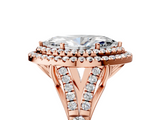 Rose gold Double Halo Marquise Cut Diamond Split Shank Ring with Four Prong Setting_37