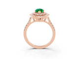 Rose gold Double Halo Marquise Cut Emerald Pavé Band with Four-Prong Setting_3