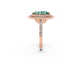 Rose gold Double Halo Marquise Cut Green Sapphire Pavé Band with Four-Prong Setting_2