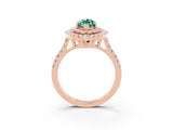 Rose gold Double Halo Marquise Cut Green Sapphire Pavé Band with Four-Prong Setting_3