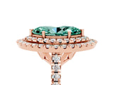 Rose gold Double Halo Marquise Cut Green Sapphire Pavé Band with Four-Prong Setting_5