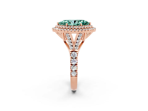 Rose gold Double Halo Marquise Cut Green Sapphire Split Shank Engagement Ring with Four-Prong Setting_2