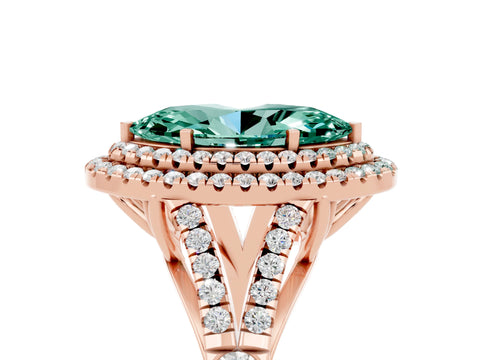 Rose gold Double Halo Marquise Cut Green Sapphire Split Shank Engagement Ring with Four-Prong Setting_5