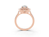 Rose gold Double Halo Marquise Cut Moissanite Pavé Band with Four-Prong Setting_3