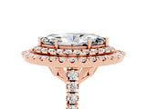 Rose gold Double Halo Marquise Cut Moissanite Pavé Band with Four-Prong Setting_5