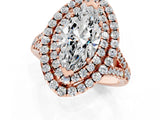 Rose gold Double Halo Marquise Cut Pave Split Shank Prong Set Ring_16