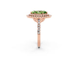 Rose gold Double Halo Marquise Cut Peridot Pavé Band with Four-Prong Setting_2
