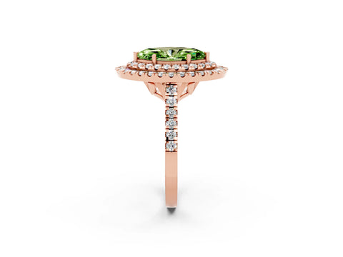 Rose gold Double Halo Marquise Cut Peridot Pavé Band with Four-Prong Setting_2