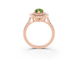 Rose gold Double Halo Marquise Cut Peridot Pavé Band with Four-Prong Setting_3