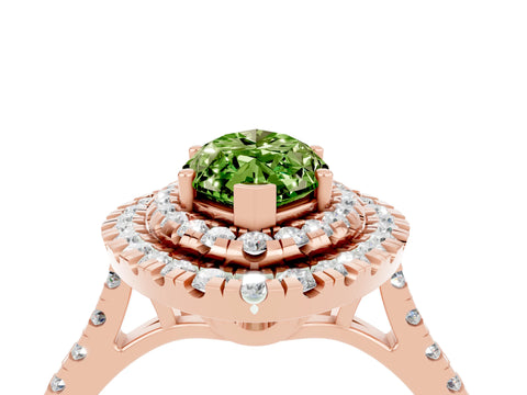 Rose gold Double Halo Marquise Cut Peridot Pavé Band with Four-Prong Setting_4